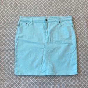 L.L. Bean Favorite Fit Pencil Skirt Colored Denim Aqua 16